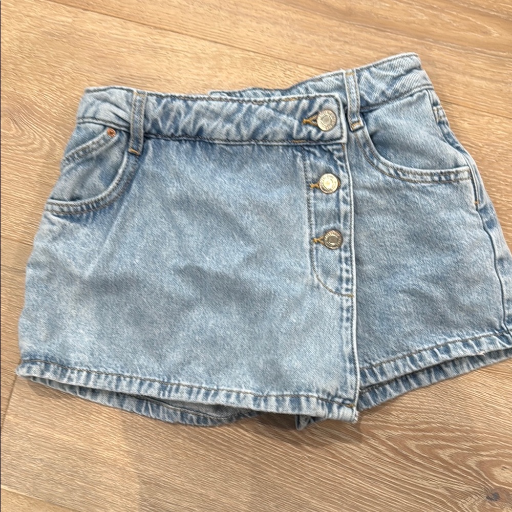 Zara Blue Denim Skorts with Skirt Overlay